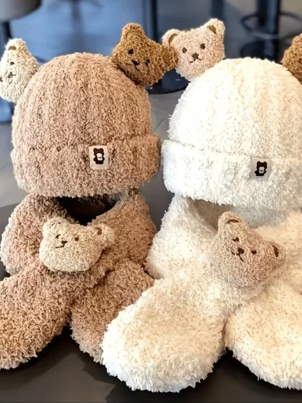 Cozy Beige Kids Beanie and Scarf Set